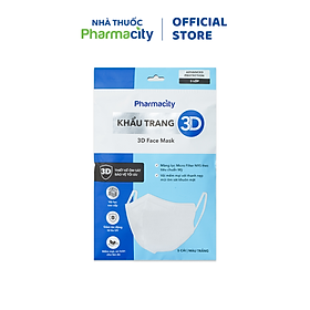 Khẩu trang 3D Pharmacity (Gói 5 cái) màu trắng - 5 lớp