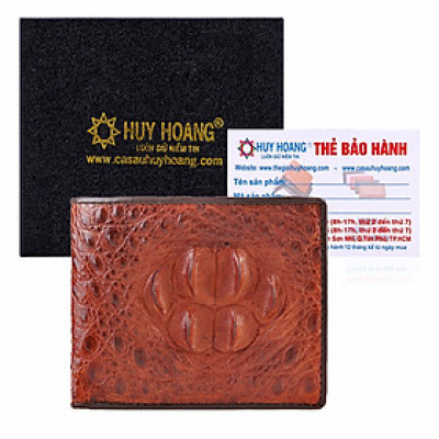HJ2214 - Bóp nam Huy Hoàng da cá sấu đầu gù màu nâu đất