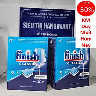 Combo 2 hộp 90 viên rửa bát Finish nhập khẩu Châu Âu Classic Dishwasher Tablets Lemon - hương chanh (2x90viên)