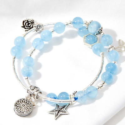 Vòng tay cặp hải lam ngọc phối ngôi sao bạc Ngọc Quý Gemstones