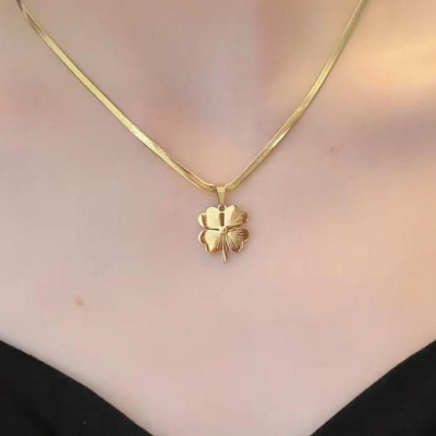 OYJR dây chuyền titan không gỉ cỏ 4 lá vòng cổ không gỉ nữ trang sứ c Jewelry bốn