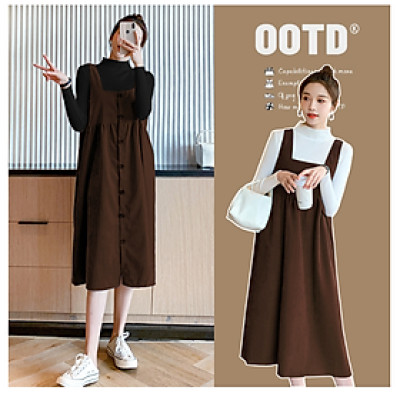 ĐẦM BẦU  VÁY BẦU CÔNG SỞ  YẾM THỜI TRANG SOCOLA MẶC ĐƯƠC 2 MĂT TRƯỚC SAU không kèm áo  thun