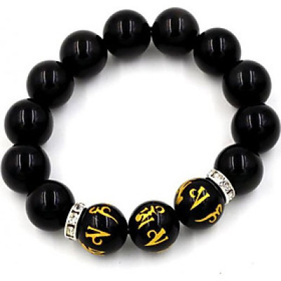 Vòng tay chuỗi hạt thạch anh đen 14 ly MSA122 (14cm)