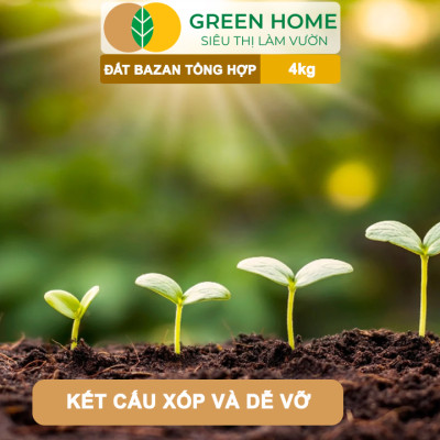 Đất Bazan GreenHome, Bao 4kg, Đất Trồng Cây, Bổ Sung Phân Hữu Cơ,Trồng Hoa Hồng, Kiểng