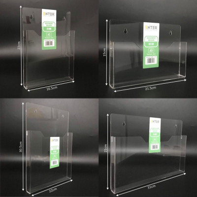 Kệ nhiều giấy treo tường mica Enter C12H 21x30cm A4 đứng, đáy 25mm, có hậu mica