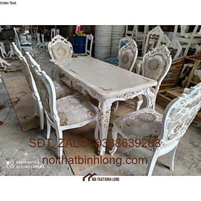 Bàn ăn Tân Cổ Điển khung nhựa NK