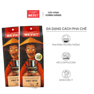 MR.VIET Cà Phê Đường Phố - Cà Phê Rang Xay Túi 250g
