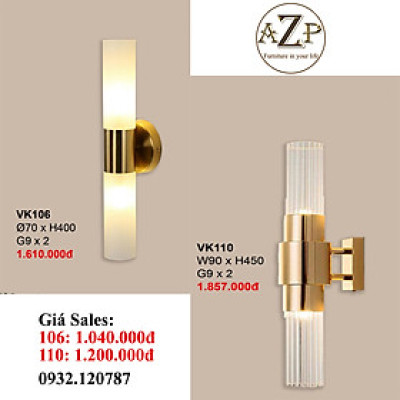 AZP - ĐÈN ỐP VÁCH / ĐÈN TRANG TRÍ / ĐÈN TREO TƯỜNG PHÒNG KHÁCH, PHÒNG NGỦ, NHÀ HÀNG, KHÁCH SẠN AZP-VK106 / VK110 phong cách đương đại, hàng nhập khẩu AZP
