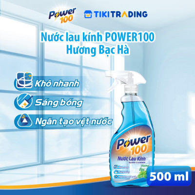 Combo 2 Chai Nước Lau Kính POWER100 Hương Bạc Hà 500mlx2