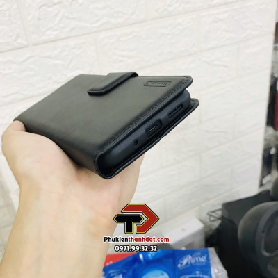 Bao da dạng ví cho Xiaomi Redmi 9C hiệu Hanman có ngăn đựng thẻ và tiền tiện dụng - Hàng chính hãng