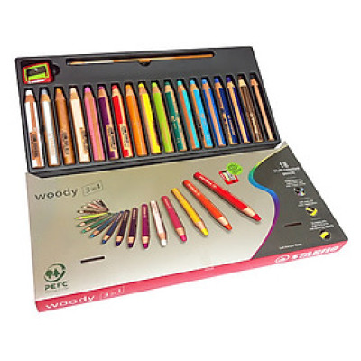 Chì Màu Stabilo Woody 3 in 1 CLK880-18C (Hộp 18 Cây)