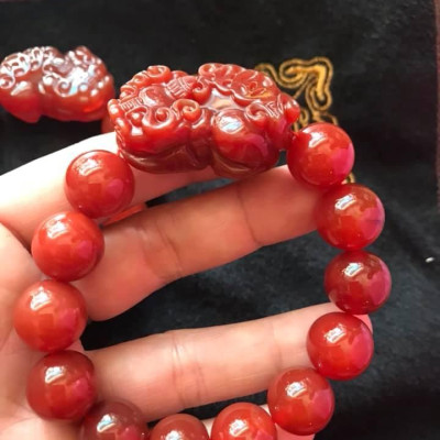  VÒNG MÃ NÃO ĐỎ TỲ HƯU HÚT TÀI 14ly NAM Mệnh HOẢ THỔ 