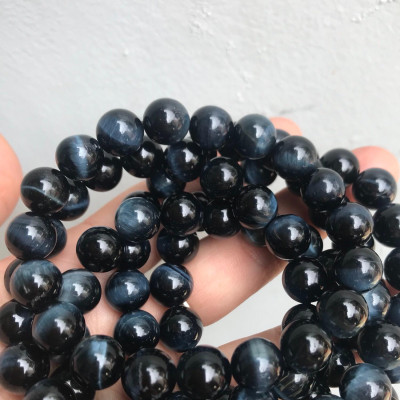 VÒNG ĐÁ MẮT HỔ MỚI LOẠI BÓNG MỊN ĐẸP ÁNH XANH DƯƠNG 10Ly NỮ mệnh THUỶ MỘC