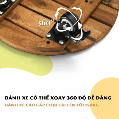 Đế Kê Chậu Cây Có Bánh Xe ANKAN, R30cm Làm Giá Đỡ Kệ Hoa Cây Cảnh, Màu Vàng Nắng, Chịu Tải 150Kg