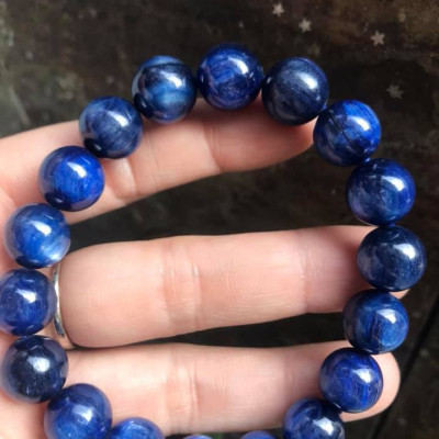  CHIẾC LẮC TAY ĐÁ KYANITE HÀNG CAO CẤP ĐÁ THIÊN NHIÊN  SIZE 11LY5 MÀU XANH DƯƠNG ĐẬM ĐẸP TUYỆT VỜI  DÀNH CHO NỮ MỆNH THỦY MỆNH MỘC 