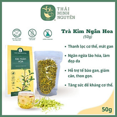 TRÀ KIM NGÂN HOA (100% NỤ HOA) TÚI 50G - THÁI MINH NGUYÊN. Hàng chuẩn chất lượng số 1 Việt Nam.