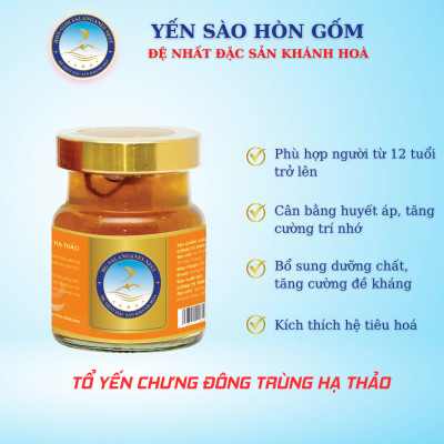 [Hộp QT 6 Hũ] Tổ Yến Chưng Đông Trùng Hạ Thảo - Yến Sào Hòn Gốm Chính Hiệu Khánh Hoà - HGK NEST
