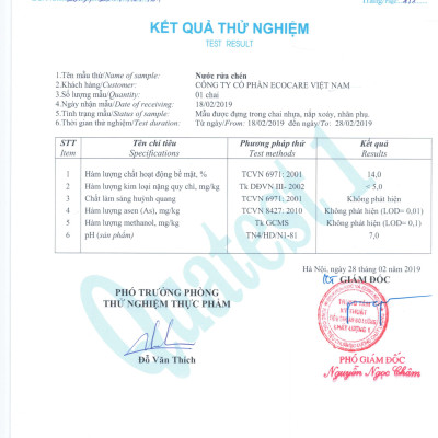 Nước rửa chén hữu cơ Bồ hòn hương Sả Chanh 4000ml thương hiệu Ecocare