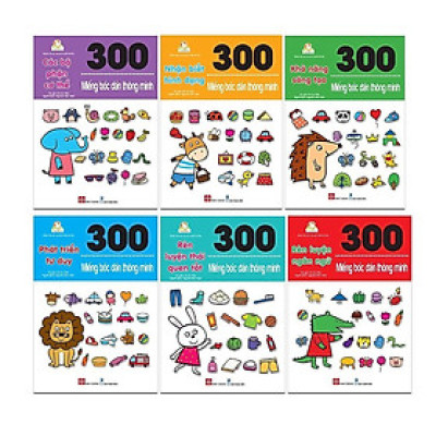 Sách - 300 Miếng Bóc Dán Thông Minh - Combo 6 Cuốn - Đinh Tị Books