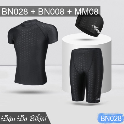 Áo bơi nam dài tay & ngắn tay rời, hoạ tiết da cá nam tính, phom ôm gọn gàng, thun bơi lạnh dày mịn thoáng mát, áo bơi nam lẻ | BN028