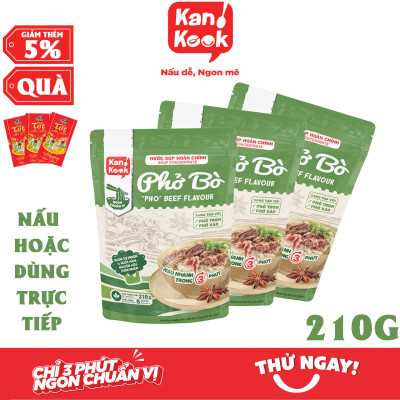 Nước Cốt Cô Đặc Vị Phở Bò KanKook Gói 210g Nấu/Trộn Ăn Liền Gia Vị Hoàn Chỉnh Chuẩn Vị Phở Sài Gòn