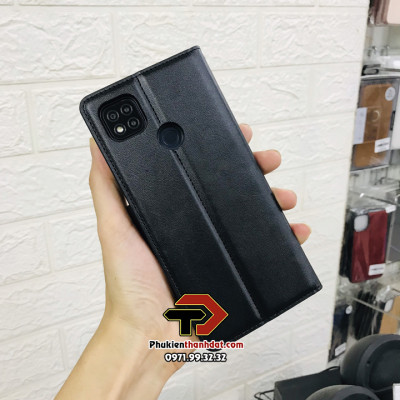 Bao da dạng ví cho Xiaomi Redmi 9C hiệu Hanman có ngăn đựng thẻ và tiền tiện dụng - Hàng chính hãng