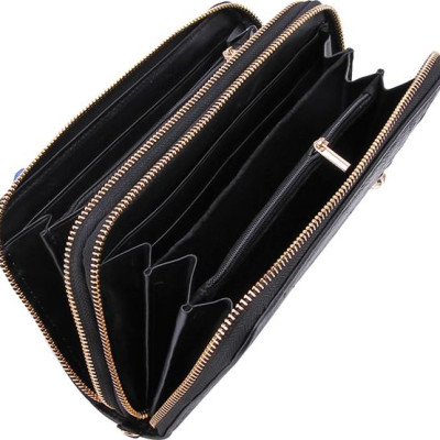 Ví Nữ Da Đà Điểu Nhiều Ngăn Huy Hoàng HT3413 (11 x 22 cm) - Đen