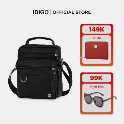Túi xách công sở nam da thật cao cấp, túi đeo chéo nam đựng IPAD 7.9 inch phối khoen thanh lịch IDIGO MB1 - 6017
