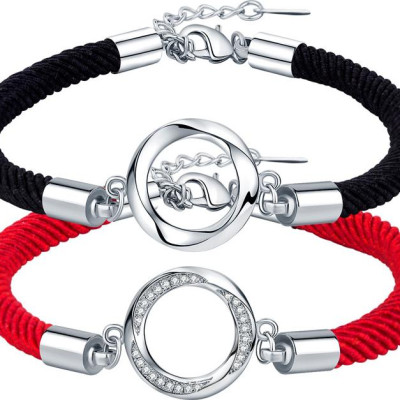 Vòng tay đôi nam nữ 2 màu đỏ đen LT66 cực xinh