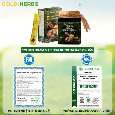 Tỏi đen ngâm mật ong rừng GoldzHerbs, 100% mật ong nguyên chất – Hũ 300g/ Hộp 15 gói