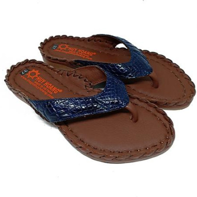 Dép nữ Huy Hoàng da cá sấu màu xanh đậm HT7241