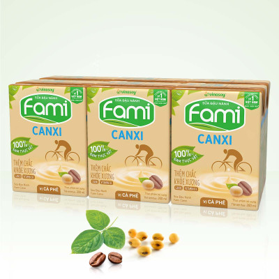 Thùng Sữa đậu nành Vinasoy Fami Canxi vị Cà Phê (200ml x 36 Hộp)