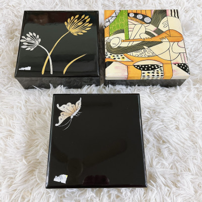 Hộp sơn mài vuông cao cấp Thanh Bình Lê đa năng đựng đồ vật, làm quà tặng ý nghĩa size 16x7 cm