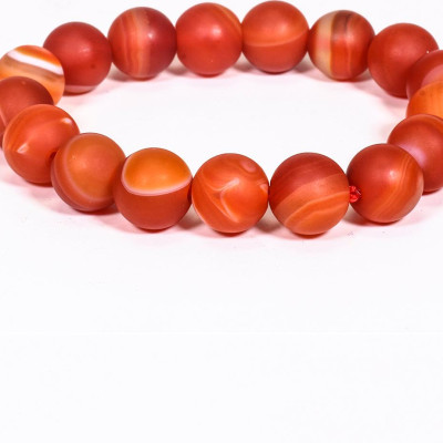 Vòng tay đá mã não đỏ nhám mệnh hỏa, thổ - Ngọc Quý Gemstones