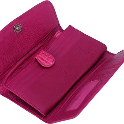 Ví Nữ Da Cá Sấu 3 Gấp Gai Huy Hoàng HT3286 (19 x 10.5 cm) - Hồng