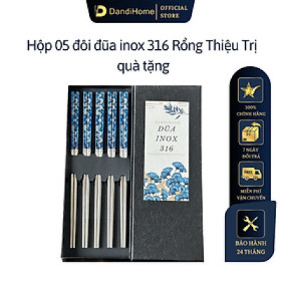 Hộp quà tặng đũa inox 316 DandiHome cao cấp mạ Titanium Plated