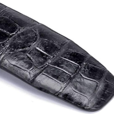 Thắt Lưng Nam Da Cá Sấu Nguyên Con Huy Hoàng HT4204 (120 x 3.5 cm) - Đen