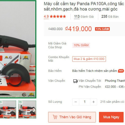 Máy cắt cầm tay công suất  950W,công tắc bóp,lưỡi cắt 100mm chuyên cắt sắt,nhôm,gạch,đá hoa cương,mài góc