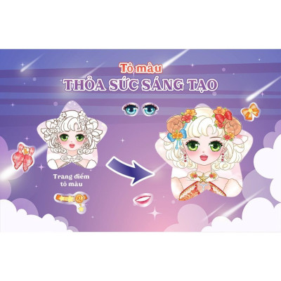 Sách - Trang Điểm Công Chúa Ruby - Công Chúa Chòm Sao - Tô Màu Và Bóc Dán Hơn 100+ Stickers Xinh Đẹp Cho Bé Gái - Megabook