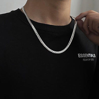 Vòng Cổ Dây chuyền nam titan thép không gỉ lặc khít inox chạm 2 bên trangsucpt 9mm PTDCNA57