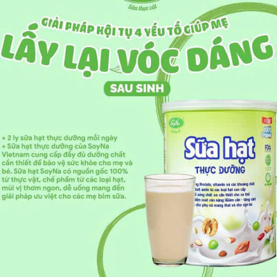 Sữa Hạt Thực Dưỡng Soyna 800g, Thuần Thực Vật 9 Loại Hạt Cao Cấp - Lợi Sữa Cho Mẹ Bầu Và Sau Sinh, Bổ Sung Dinh Dưỡng Cho Người Ăn Chay, Tiểu Đường, Tim Mạch, Mỡ Máu, Xương Khớp, Hỗ Trợ Kiểm Soát Tăng Hoặc Giảm Cân Nặng - Tặng Bột Sữa Mầm Gạo Lứt 300g