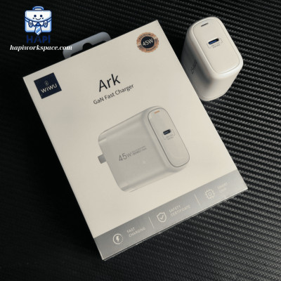 Củ sạc nhanh GaN hàng chính hãng WiWU ARK 45W Type C Wi-U035: Chân gập, chuẩn PD, PPS, sạc nhanh điện thoại, laptop