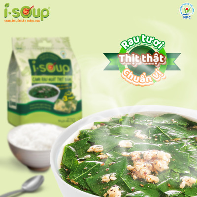 Combo 6 Túi Canh ISOUP (Canh Chua+ Rau Ngót + Cải Xoong) - Canh Ăn Liền Sấy Thăng Hoa