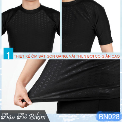 Áo bơi nam dài tay & ngắn tay rời, hoạ tiết da cá nam tính, phom ôm gọn gàng, thun bơi lạnh dày mịn thoáng mát, áo bơi nam lẻ | BN028