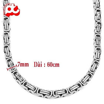Dây chuyền nam titan đẹp sang trọng thép không gỉ ziczac trangsucpt kích cỡ 7mm màu trắng PTDCNA35