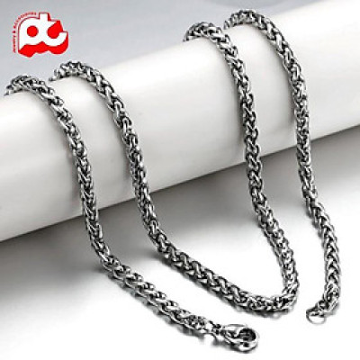 Dây chuyền nam đẹp titan rẻ titan thép không gỉ kiểu bông dừa trangsucpt kích cỡ 5mm trắng PTDCNA172