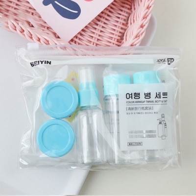 Combo chiết mỹ phẩm 5 - 7 món với nhiều kích thước khác nhau  ,có túi zip tiện dụng khi đi dã ngoại , công tác