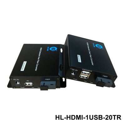 Bộ kéo dài hdmi qua cáp quang có cổng USB Ho-link HL-HDMI-1USB-20TR - Hàng Chính Hãng