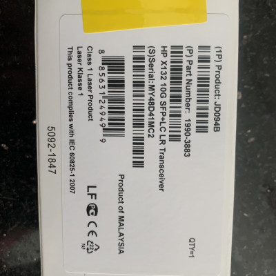 Mô đun quang JD094B HPE X130 10G SFP+ LC LR JD094B Transceiver hàng nhập khẩu