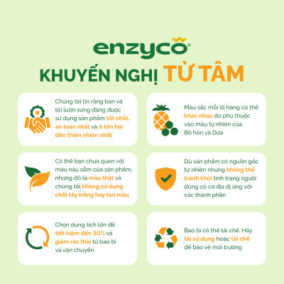 Nước rửa chén bát sinh học ENZYCO 465ml - Chiết xuất Bồ hòn và Enzyme Dứa